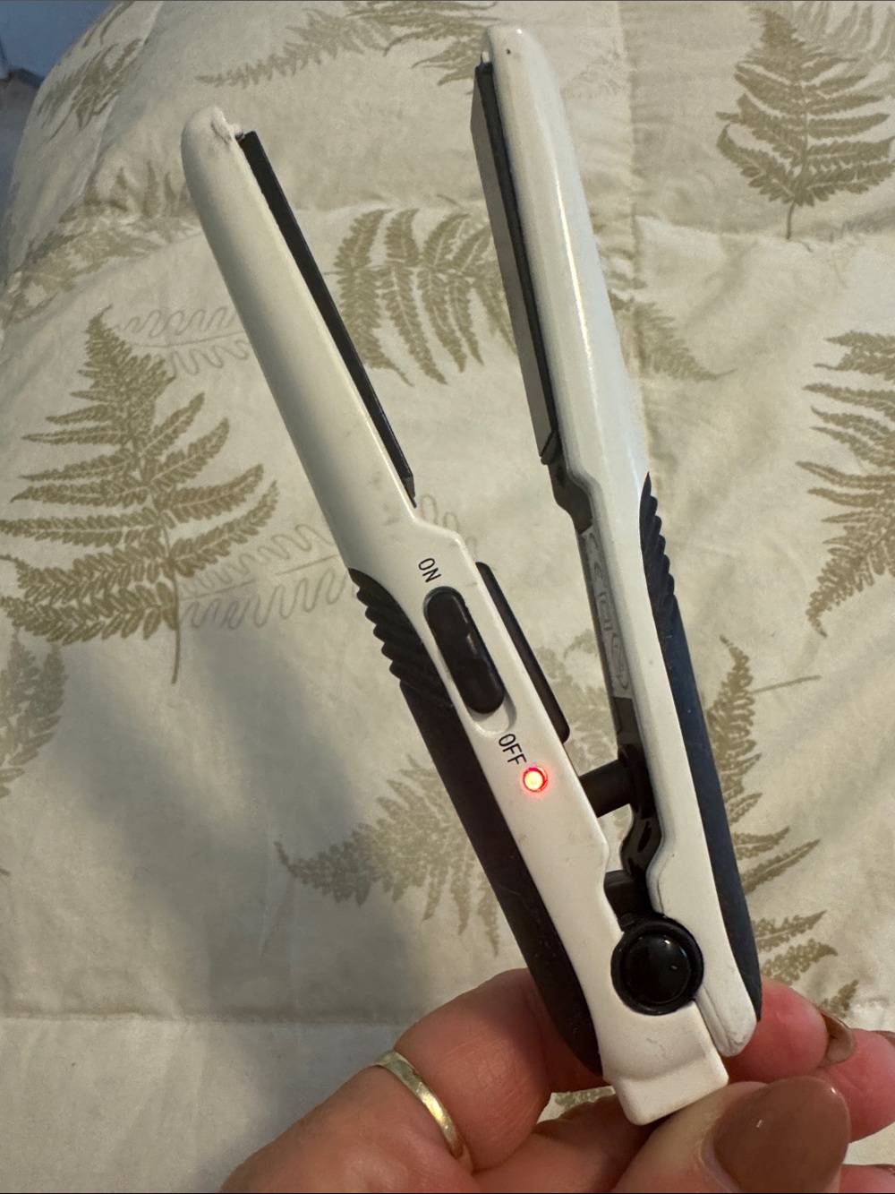 Portable White and Black Mini Hair Straightener - Travel Flat Iron
